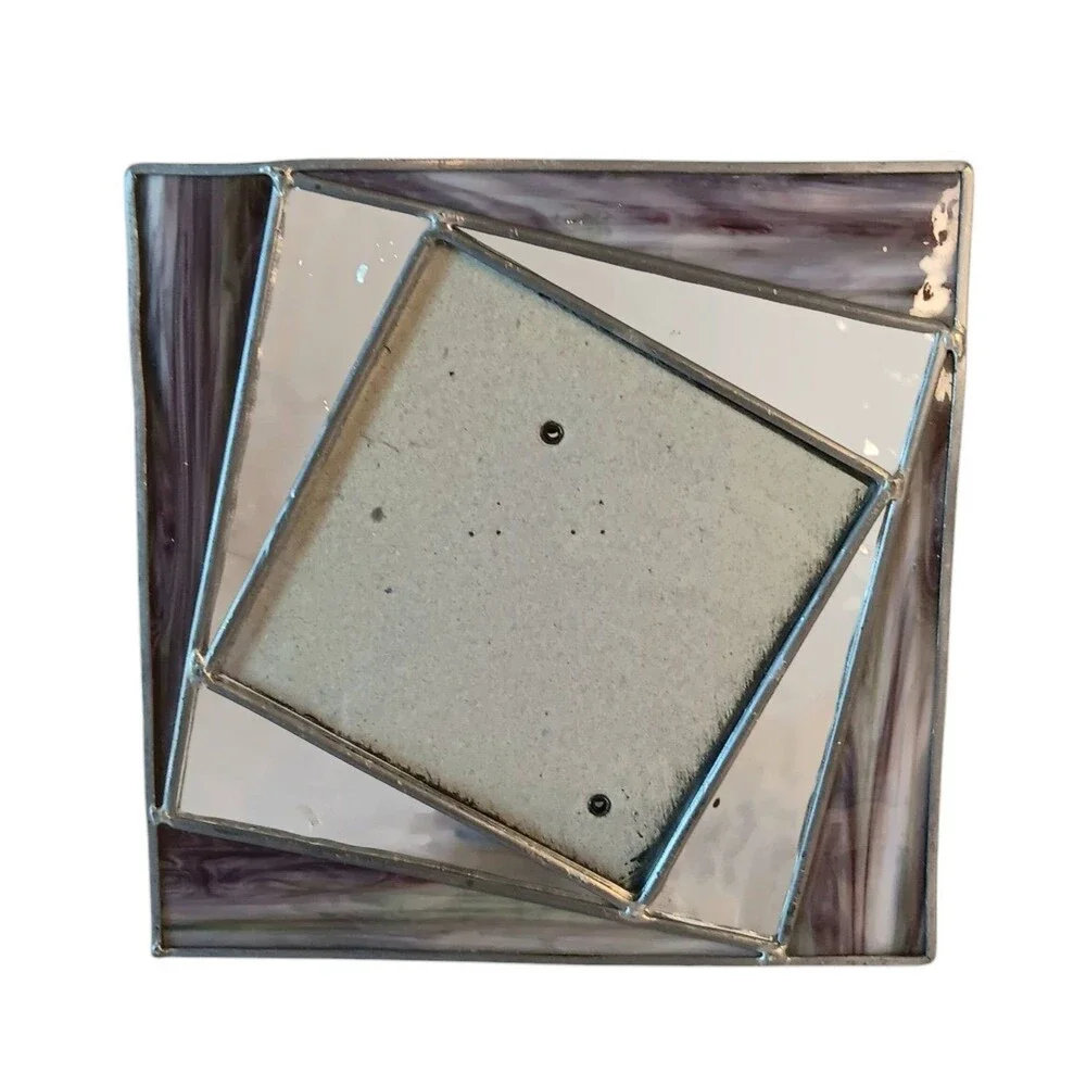Vintage Purple Slag & Clear Stained Glass Photo Frame 5.5